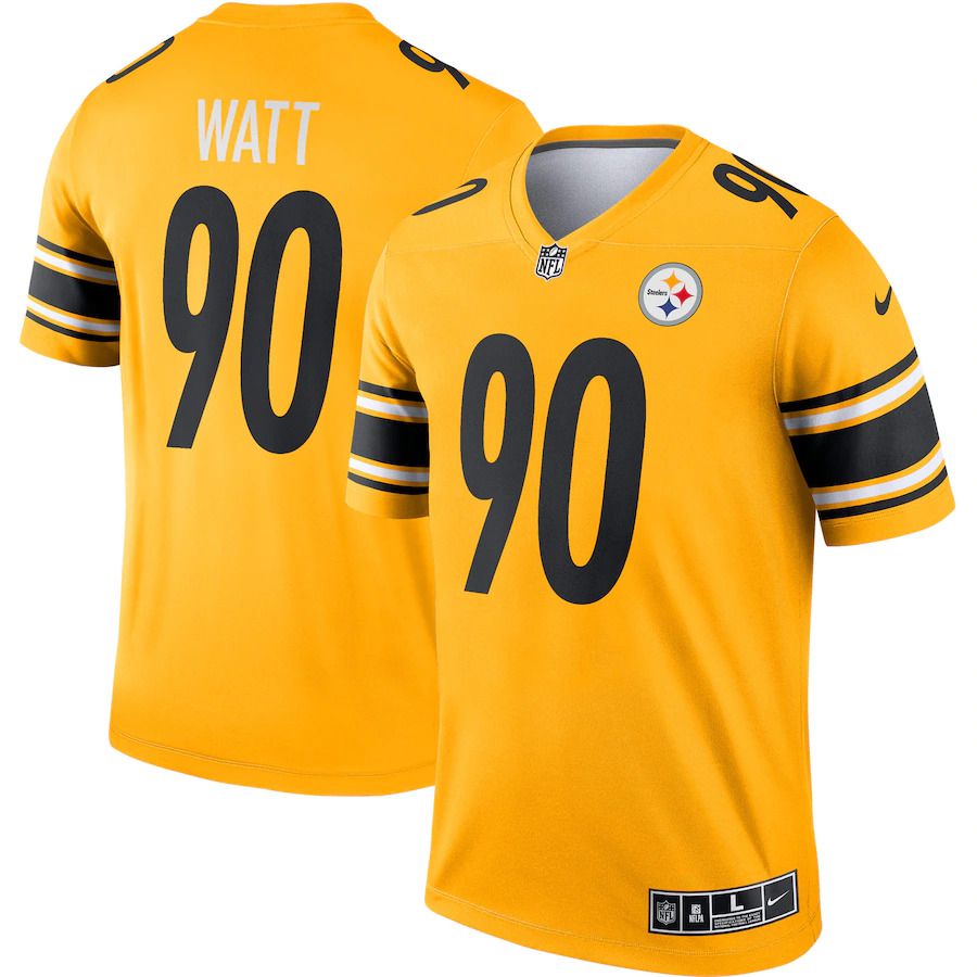 Men Pittsburgh Steelers 90 T.J. Watt Nike Gold Inverted Legend NFL Jersey